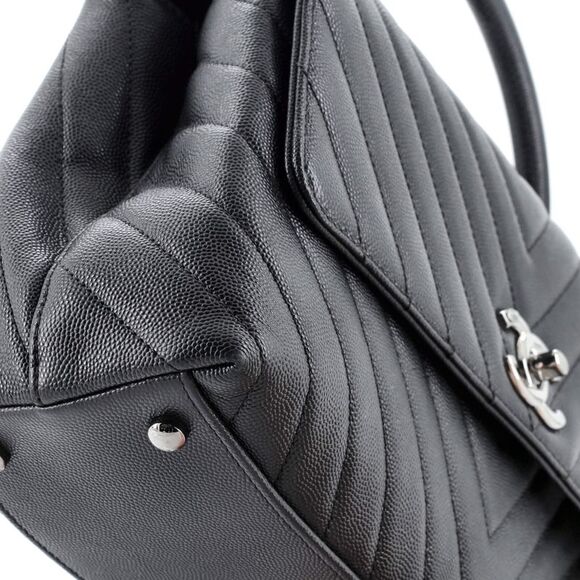 Chanel Coco Top Handle Bag Chevron Caviar Small Black - Picture 7 of 9